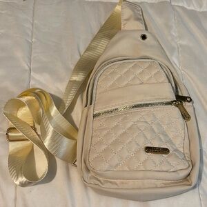 Beige Quilted Crossbody Bag